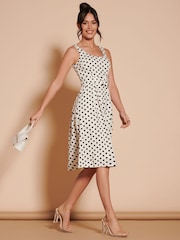 Jolie Moi Cream 1950's Inspired Belted Swing Dress - Image 6 of 6