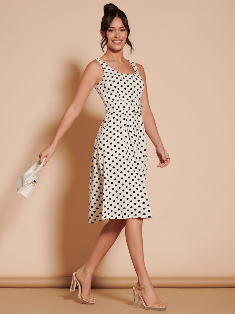 Creme - Jolie Moi 1950's Inspired Ausgestelltes Kleid mit Gürtel - Bild 6 von 6 Creme - Jolie Moi 1950's Inspired Ausgestelltes Kleid mit Gürtel - Bild 6 von 6