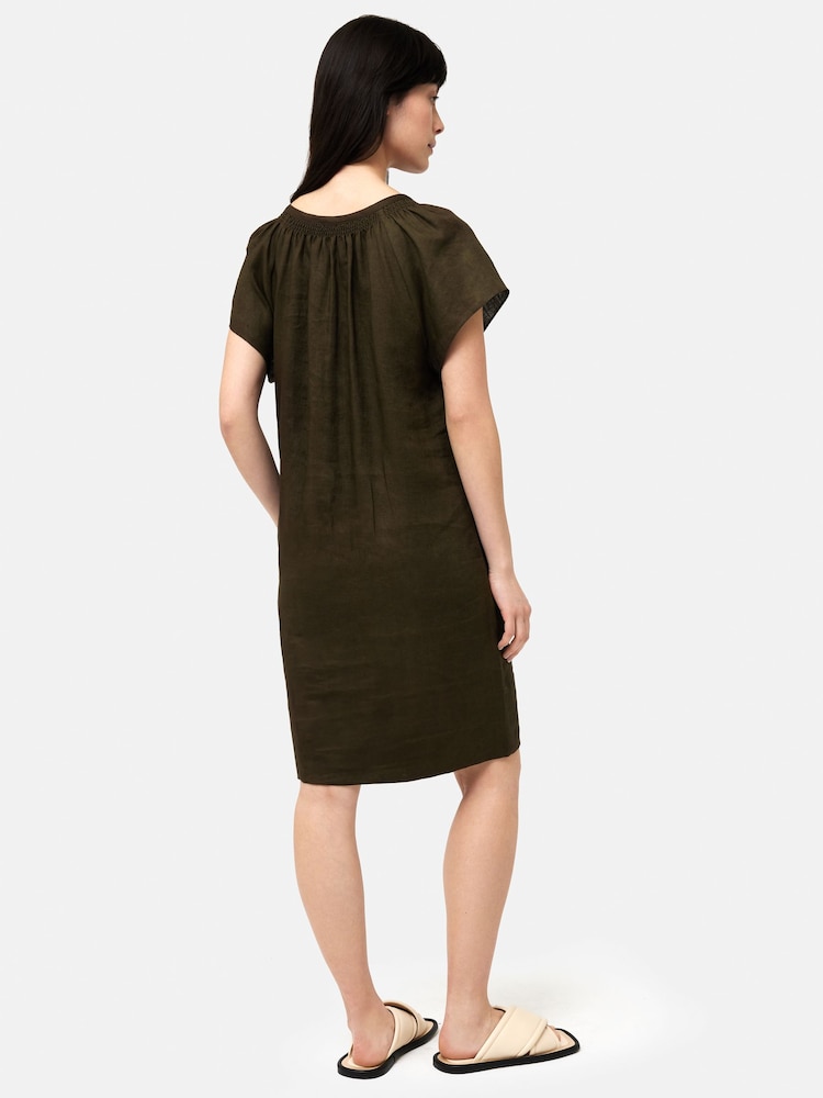 Buy Jigsaw Green 100% Linen Smocked T-Shirt Dress from the Next UK