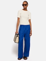 Jigsaw Blue 100% Linen Wide Leg Trousers - Image 3 of 6