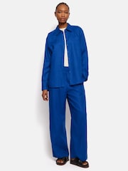 Jigsaw Blue 100% Linen Wide Leg Trousers - Image 6 of 6