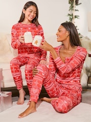 Lipsy Red Fairisle Christmas Jersey Pyjamas Trousers Set (From 3-16yrs) - Image 2 of 5