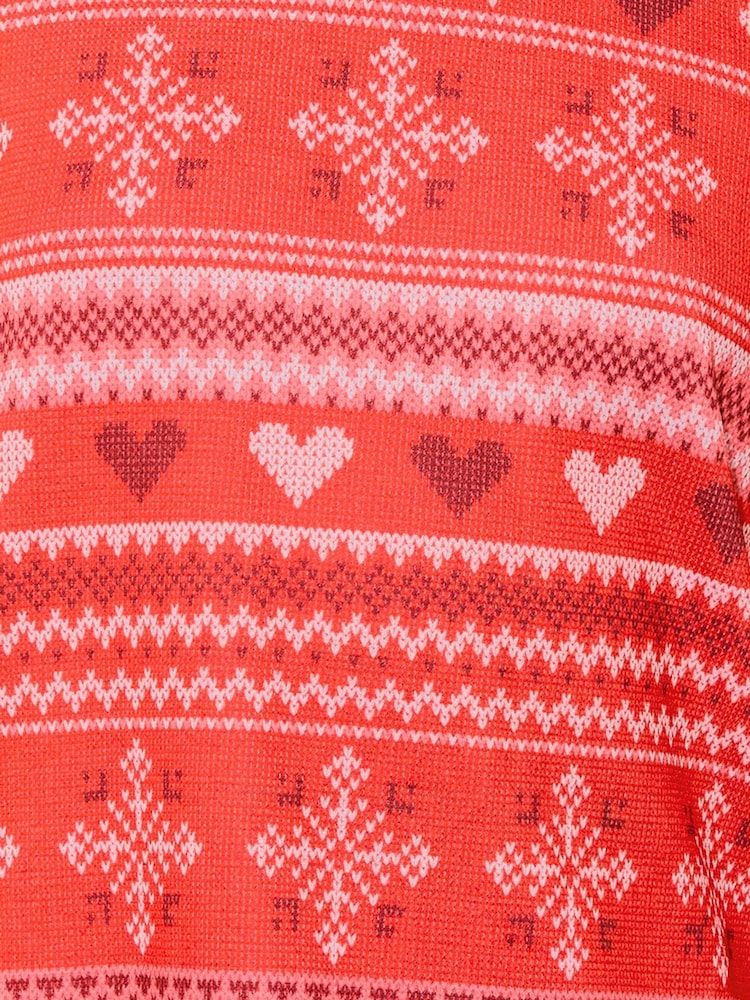 Lipsy Red Fairisle Christmas Jersey Pyjamas Trousers Set (From 3-16yrs) - Image 5 of 5