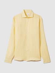 Reiss Melon Ruban Linen Button-Through Shirt - Image 2 of 6