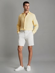 Reiss Melon Ruban Linen Button-Through Shirt - Image 3 of 6