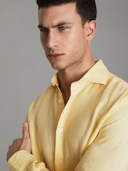 Reiss Melon Ruban Linen Button-Through Shirt - Image 4 of 6