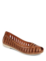Pavers Natural Pavers Leather Open Toe Ballet Flats - Image 2 of 6