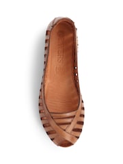Pavers Natural Pavers Leather Open Toe Ballet Flats - Image 5 of 6