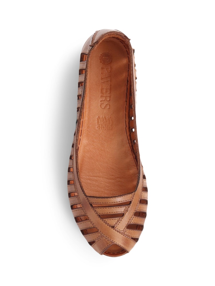 Pavers Natural Pavers Leather Open Toe Ballet Flats - Image 5 of 6