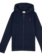 Синий - US Polo Assn. Толстовка на молнии из 100% хлопка для мальчиков - Изображение 1 из 3