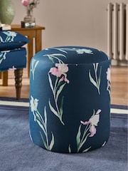 Laura Ashley Hawling Irises Midnight Seaspray Navy Denford Stool - Image 1 of 6