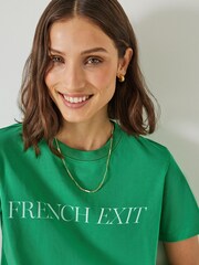 Hush Green French Exit 100% Cotton T-Shirt - Image 4 of 5