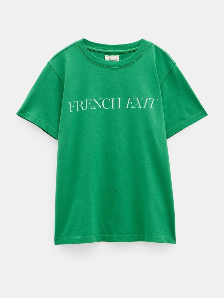 Hush Green French Exit 100% Cotton T-Shirt - Image 5 of 5