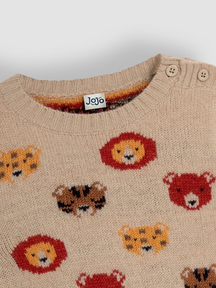 JoJo Maman Bébé Natural Safari Heads Jumper - Image 3 of 3