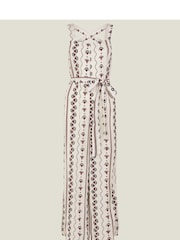 Accessorize White Fan Print Crinkle Jumpsuit - Image 4 of 4