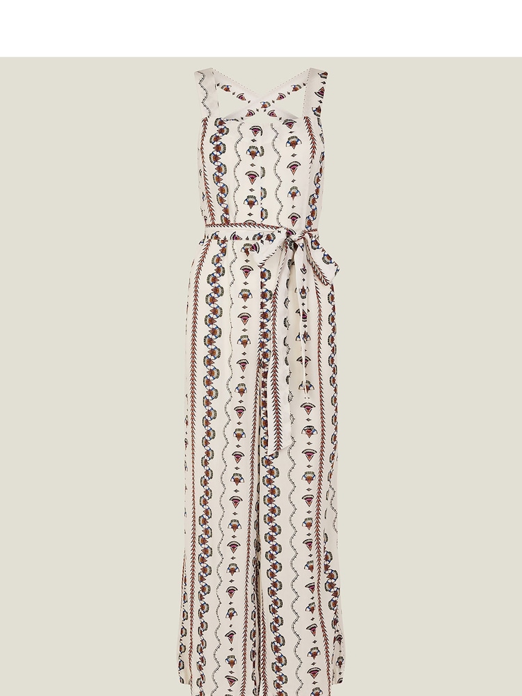 Accessorize White Fan Print Crinkle Jumpsuit - Image 4 of 4