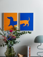 pt, Set of 2 Blue/Orange Dachshund Wall Art Set - Image 1 of 3