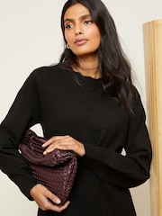 Love & Roses Black Petite Woven Hem Jumper Dress - Image 2 of 4