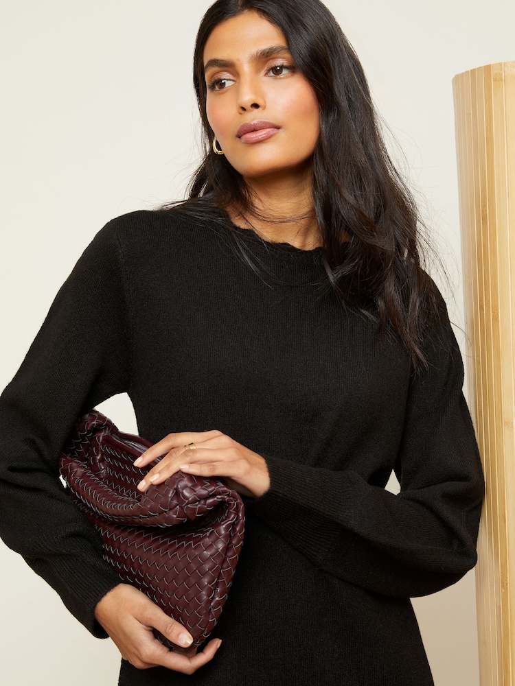 Love & Roses Black Petite Woven Hem Jumper Dress - Image 2 of 4