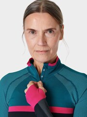 Sweaty Betty Black Beet Pink Reef Teal Athlete Seamless Half Zip Long Sleeve Top - Image 5 of 7