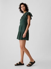 Gap Green Crinkle Gauze Embroidered Mini Dress - Image 2 of 4