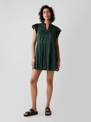 Gap Green Crinkle Gauze Embroidered Mini Dress - Image 3 of 4