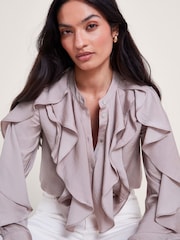 Monsoon Purple Lola Satin Ruffle Blouse - Image 1 of 5