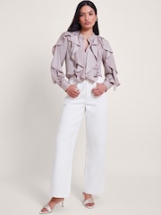 Monsoon Purple Lola Satin Ruffle Blouse - Image 2 of 5
