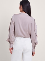 Monsoon Purple Lola Satin Ruffle Blouse - Image 3 of 5