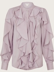 Monsoon Purple Lola Satin Ruffle Blouse - Image 5 of 5