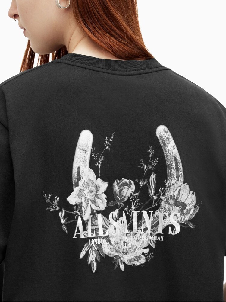 AllSaints Black Fortuna BF T-Shirt - Image 6 of 7