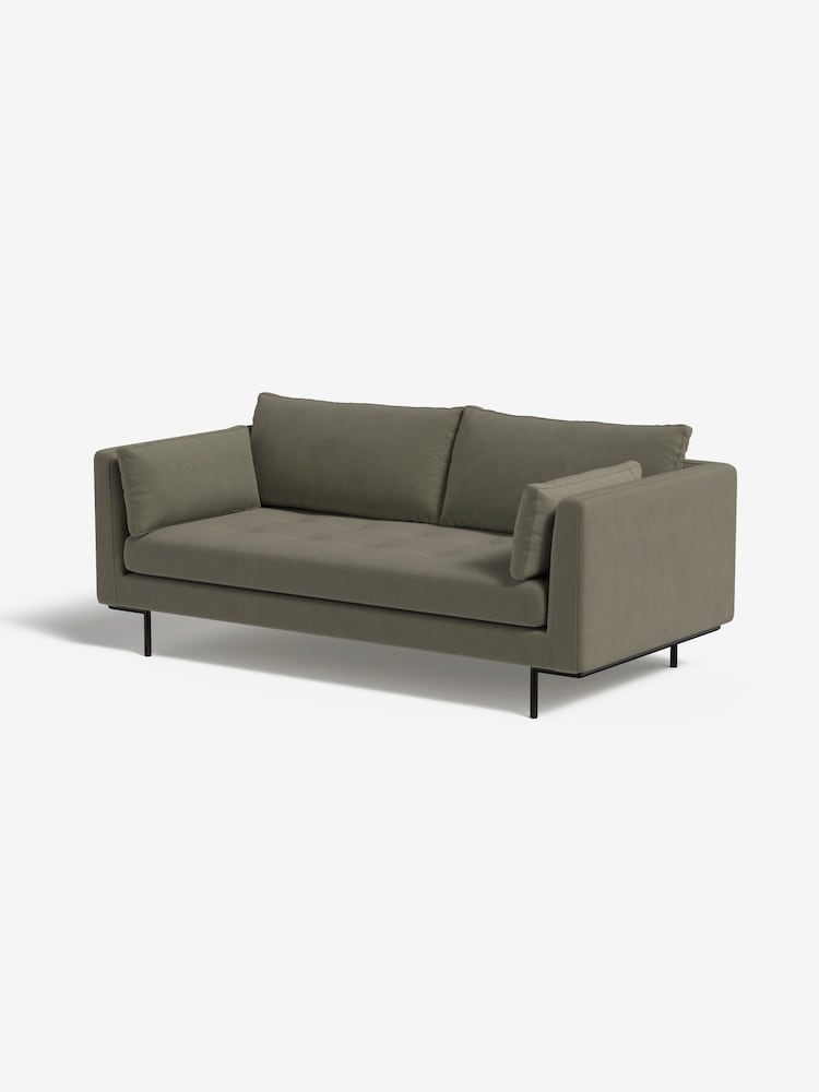 MADE.COM Cotton Weave Dark Olive Harlow 2 Seater Sofa - Image 1 of 4