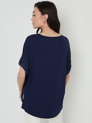 Threadbare Blue Batwing Sleeve V-Neck Tunic Top - Image 2 of 3