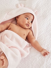 The White Company Pink Bear Hydrocotton Hooded 100% Cotton Towel - Image 3 of 4