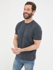FatFace Lulworth Dark Grey 100% Cotton Organic Crew T-Shirt - Image 1 of 5