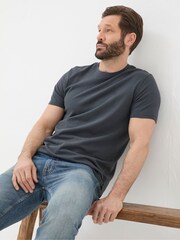 FatFace Lulworth Dark Grey 100% Cotton Organic Crew T-Shirt - Image 3 of 5