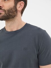 FatFace Lulworth Dark Grey 100% Cotton Organic Crew T-Shirt - Image 4 of 5