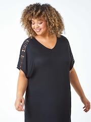 Roman Black Lace Trim T-Shirt - Image 1 of 5