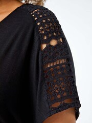 Roman Black Lace Trim T-Shirt - Image 5 of 5