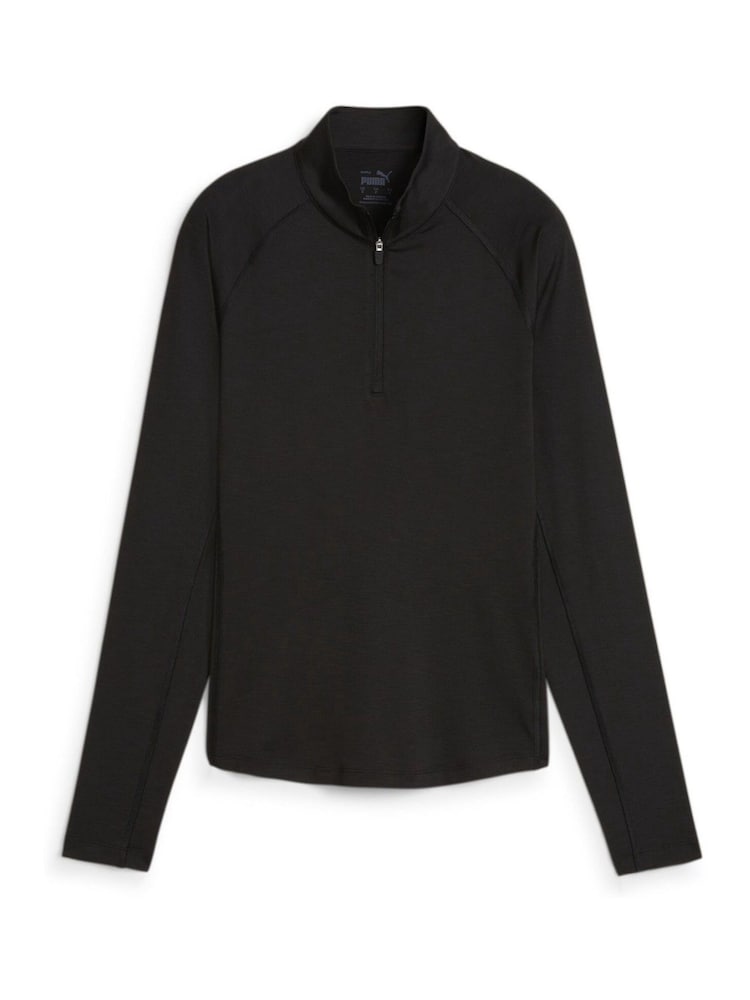Puma Black Black Womens You-V Solid Golf 1/4 Zip Pullover Sweatshirt - Image 1 of 2