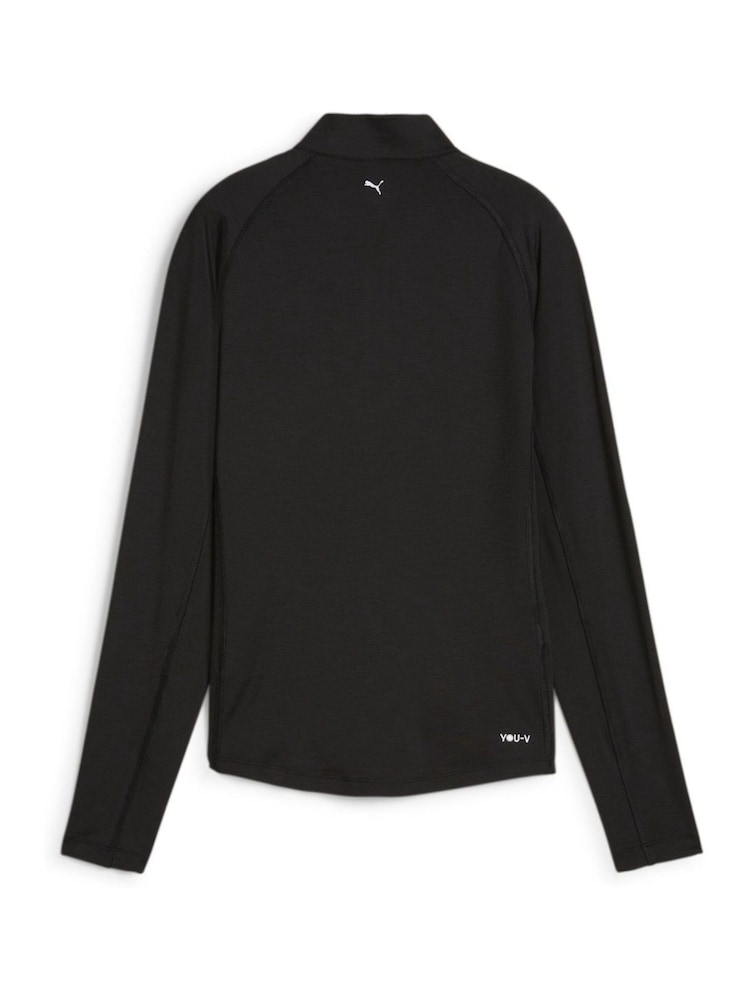 Puma Black Black Womens You-V Solid Golf Quarter Zip Pullover Sweatshirt - Image 2 of 2 Puma Black Black Womens You-V Solid Golf Quarter Zip Pullover Sweatshirt - Image 2 of 2