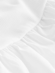 White Square Neck Jersey 100% Cotton Summer Mini Dress - Image 6 of 6