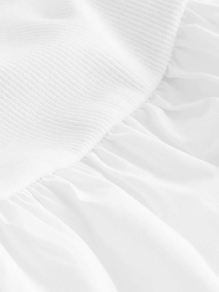 White Square Neck Jersey 100% Cotton Summer Mini Dress - Image 6 of 6