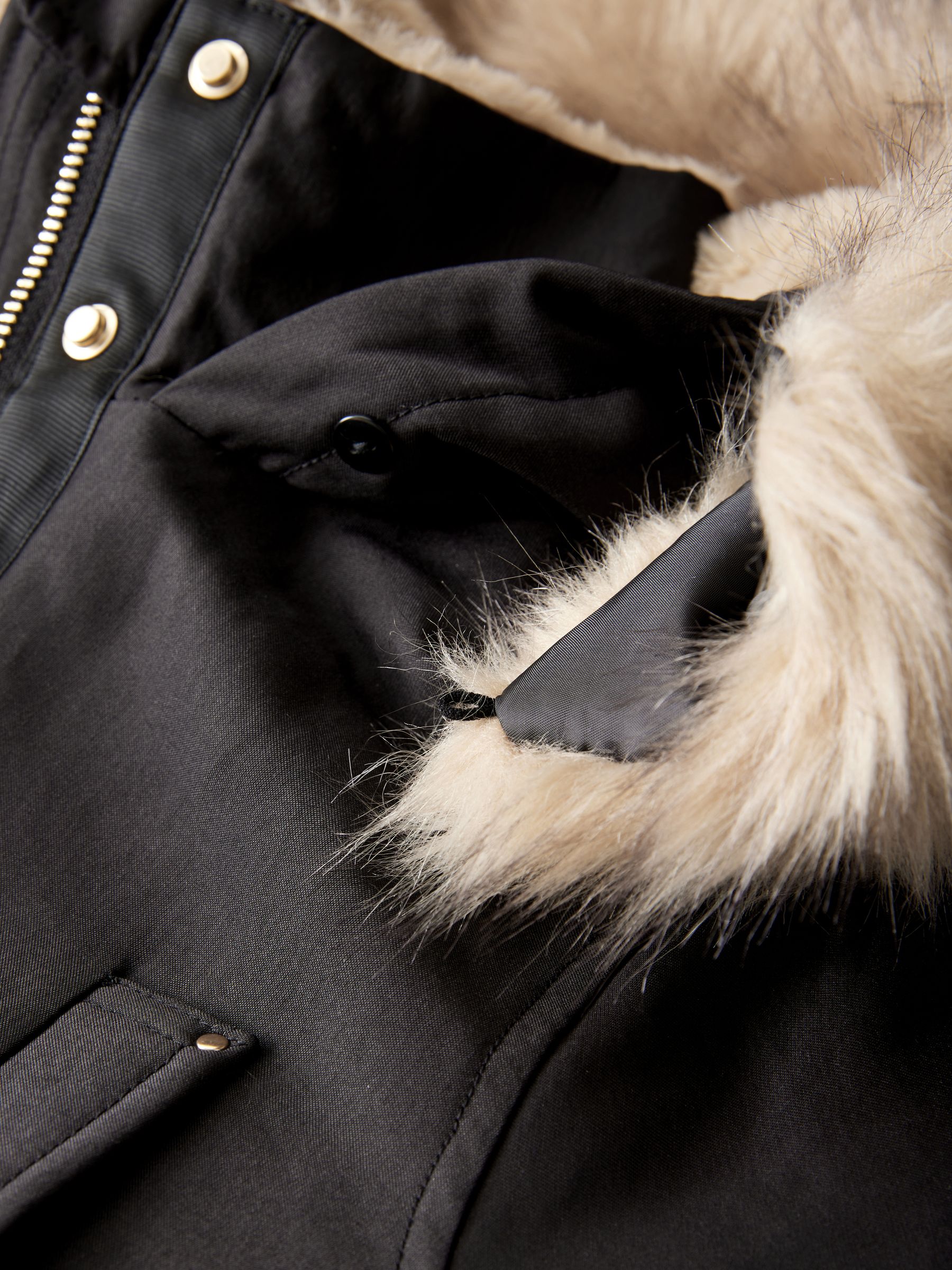 Buy Black Hooded Parka Coat With Faux Fur Trim from Next Canada
