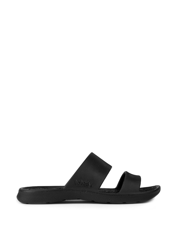 Totes Black Ladies Bounce Double Strap Sliders - Image 2 of 5