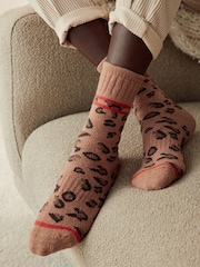 Rot, Animalprint - Cosy Ankle Socks with Cushion Sole 2 Pack - Bild 1 von 7
