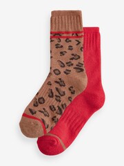 Rot, Animalprint - Cosy Ankle Socks with Cushion Sole 2 Pack - Bild 3 von 7