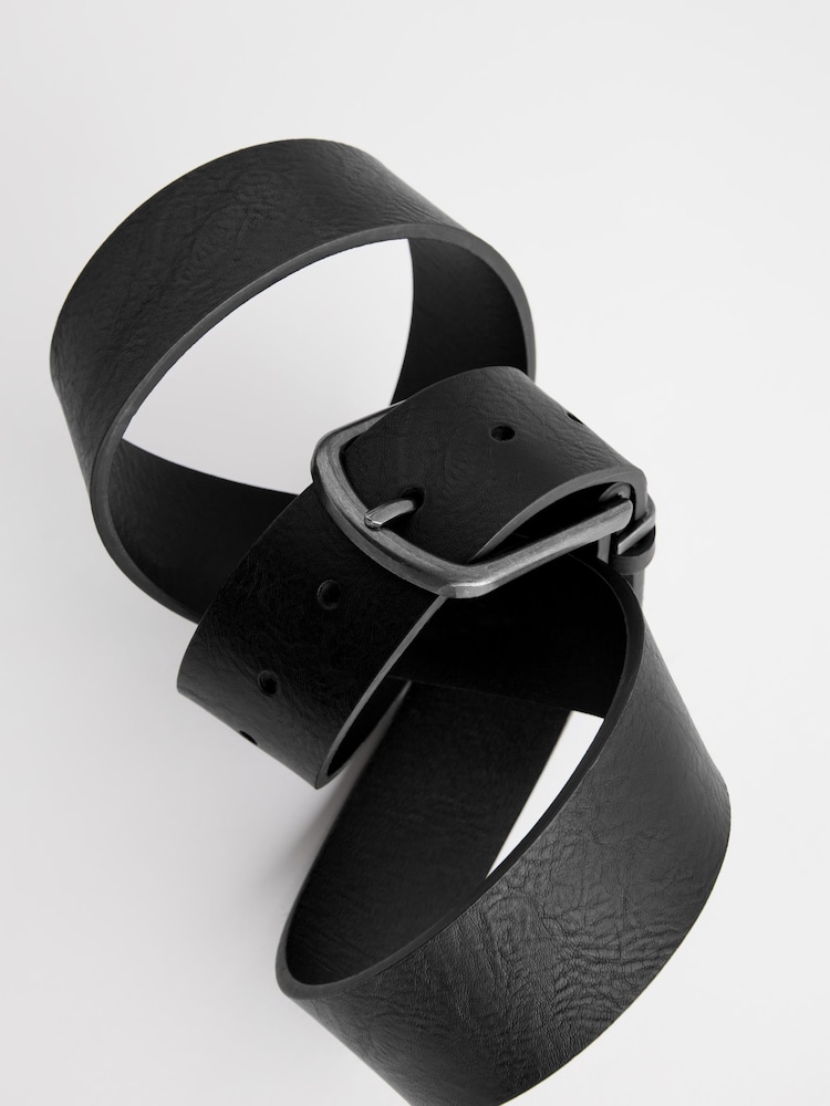 Black Distressed Faux Leather Belt - Image 3 of 3
