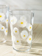 Set of 4 Clear Daisy Tumbler Glasses - Image 2 of 4