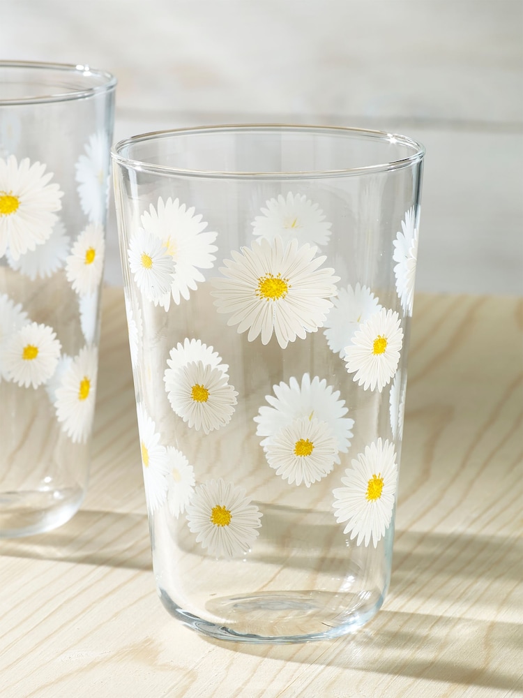 Set of 4 Clear Daisy Tumbler Glasses - Image 2 of 4 Set of 4 Clear Daisy Tumbler Glasses - Image 2 of 4